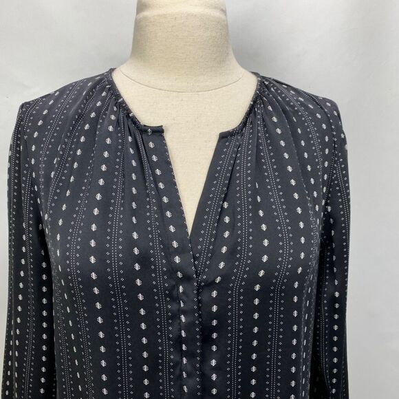 Ecru Womans Black Silk Blouse Small Button Front Long Sleeves Career Casual New - Picture 2 of 15